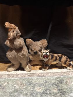 Three Antique Real Fur Plush