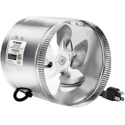 VIVOSUN 8 Inch Inline Duct Fan 420 CFM, HVAC Exhaust Ventilation Fan with Low Noise for Basements, Bathrooms, Kitchens and Attics, Silver