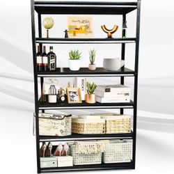 Rigma 5 Tier Garage Shelf, Heavy Duty Steel Shelving Unit, Adjustable Metal Multi-use Storage Rack, Shelves for Garage, Basement, and Industrial Wareh