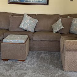 LazBoy Sectional with Storage Ottoman And 9 Pillows