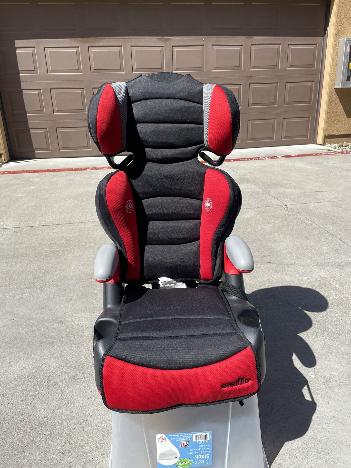 Evenflo Big Kid LX High Back Booster Car Seat, Solid Print Red