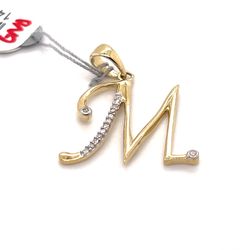 10kt Gold Diamond Pendant Letter M .08ctw 1.60grams 147990 17