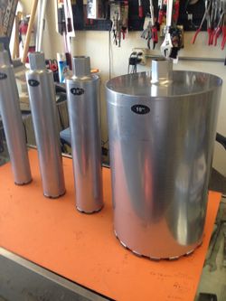 Concrete Core Drill Bits from 1 1/4 up to 10 inch price $55 to $220Will cut through rebar