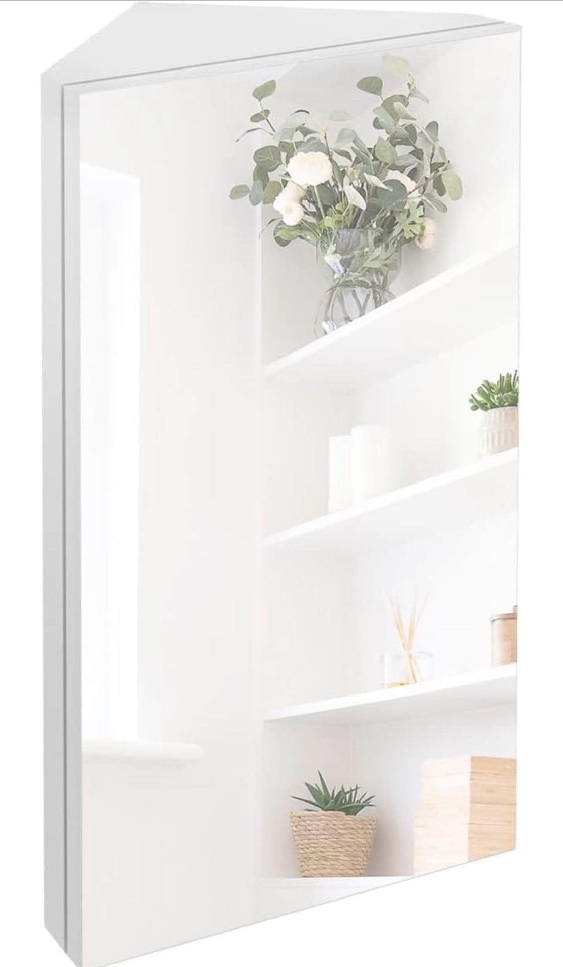 24" Bathroom Corner Medicine Cabinet W/Mirror, Single Door