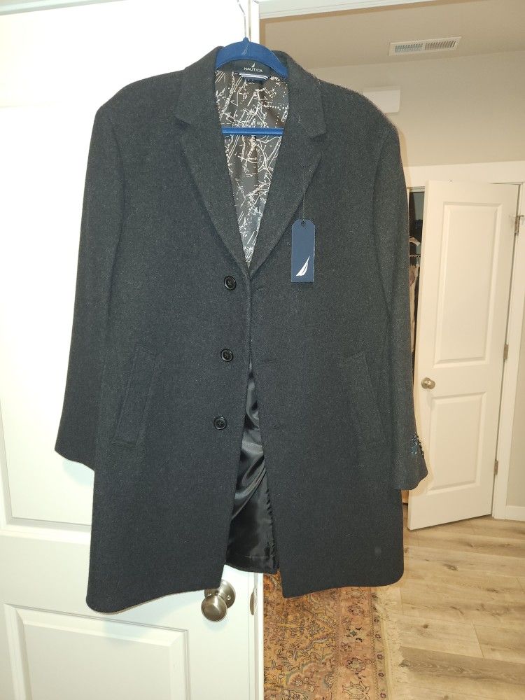 Nautical Made In Italy Cashmere Blend Coat Size 40 Or MEDIUM Color Grey