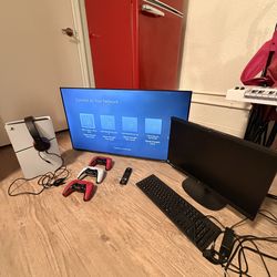 PS5 Gaming Bundle – 3 Controllers, Monitor w/ Microsoft & Headset – Ready to Play