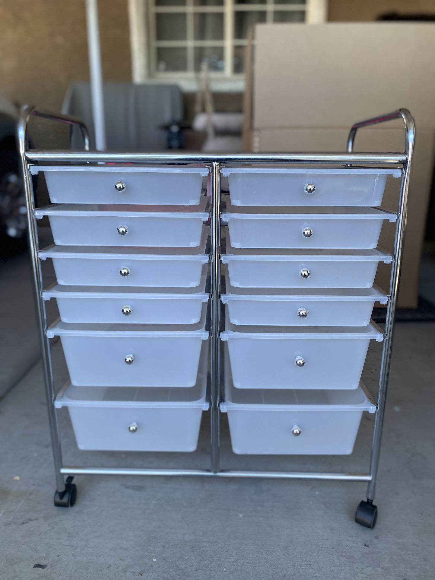12-Drawer Organizer Cart in Frost White