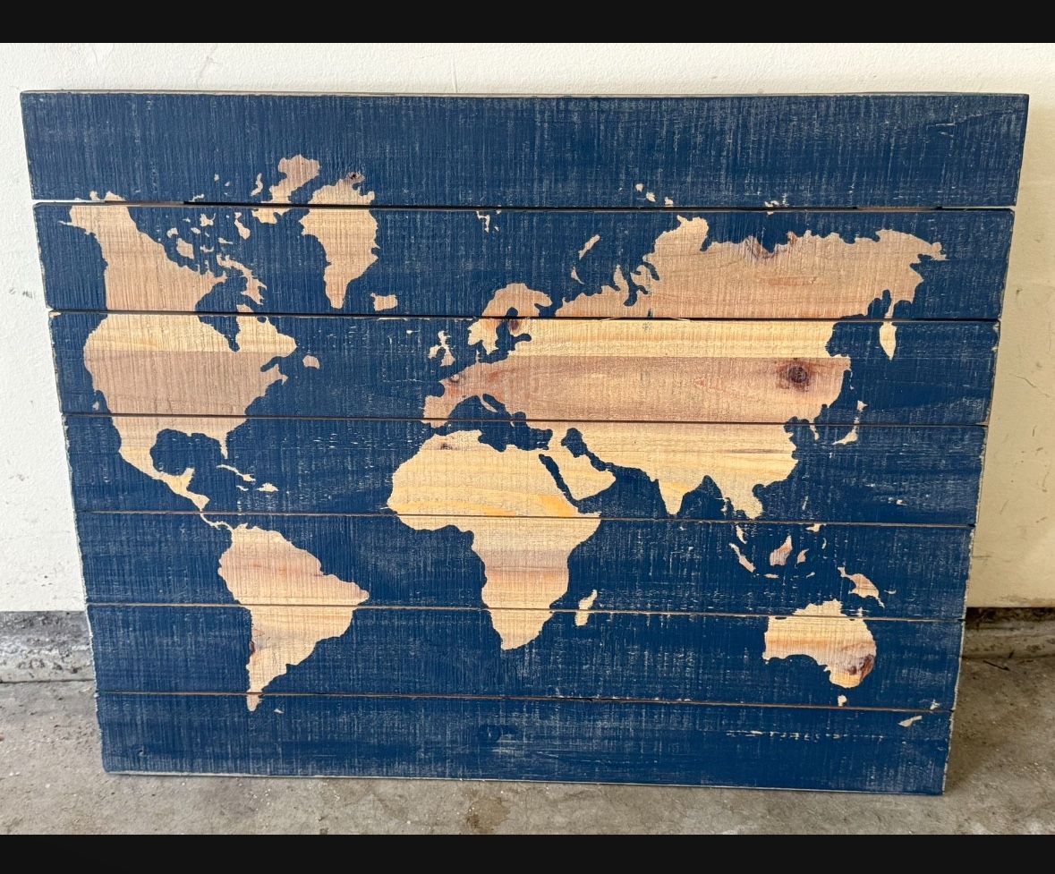 Beautiful Wood World Map Art