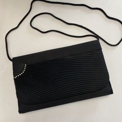 Black Dressy Crossbody Bag Small Silver Detail 