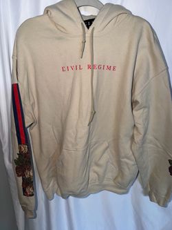 Men’s Civil Regime Hoodie with Rose & Stripe, Size Large