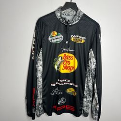 Bass Pro Shops Performance 1/4 Zip Long Sleeve Fishing Jersey Mens Large Black