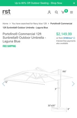 Portofino Commercial 12ft Sunbrella Outdoor Umbrella original price $2100
