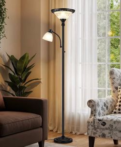 Torchiere Floor Lamps for Living Room with Child Light, 71" Tall Pole Standing Lamp with 2 Individual Switches