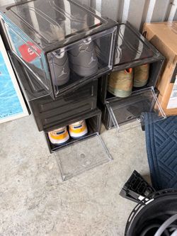 Clear Drop-Front Sneaker Storage Boxes Set