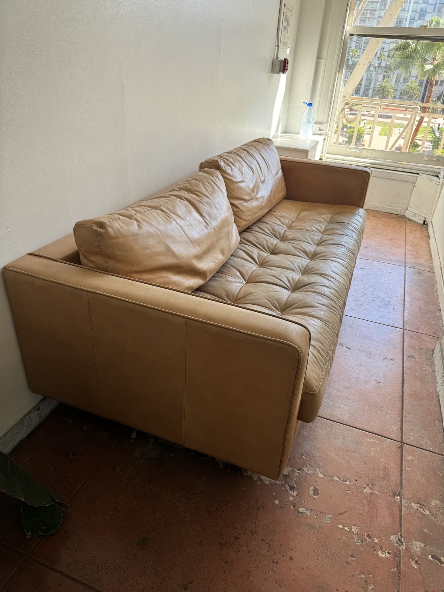 Article Sven 88" Tufted Leather Sofa - Charme Tan