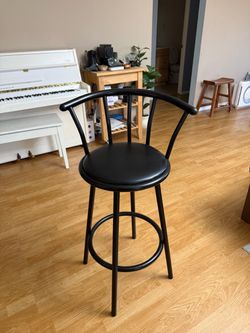 Black Metal Swivel Bar Stool with Back