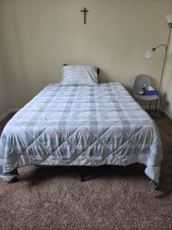 Mattress with base, and  blender