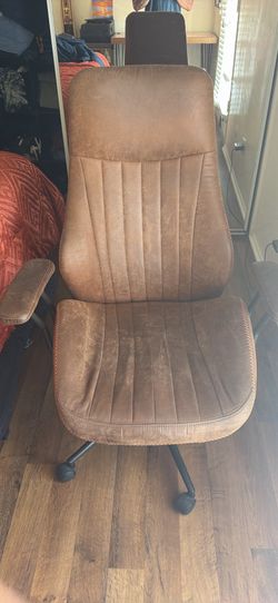 Brown faux leather office chair