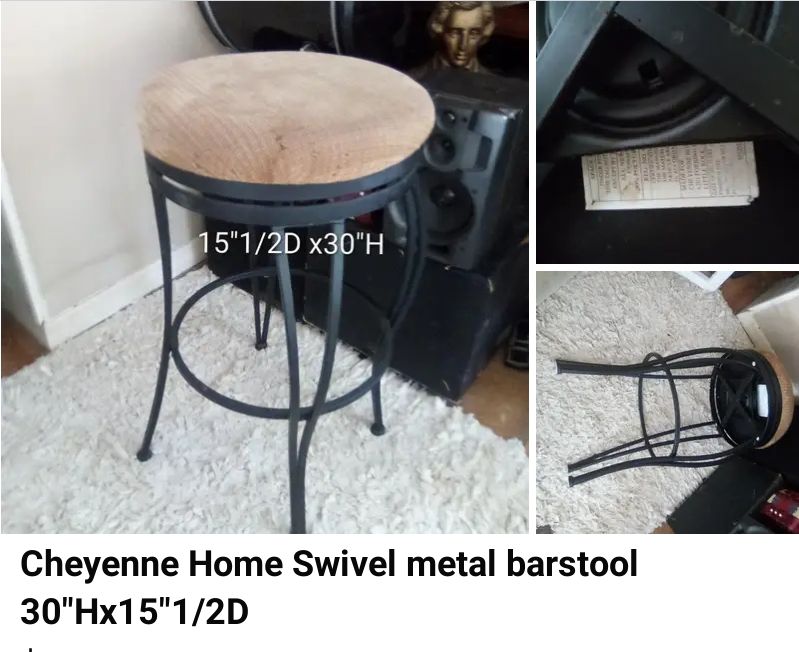 Swivel metal barstool 30 Hx15 D