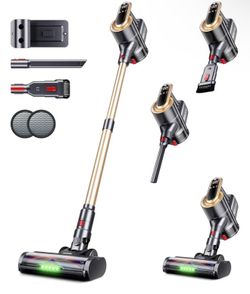 550W Cordless Vacuum Cleaner with 45KPa Suction, 65Mins Runtime, Self-Standing Design, Smart LED Display, Anti-Tangle Brush Vacuum for Home, Pets, Car