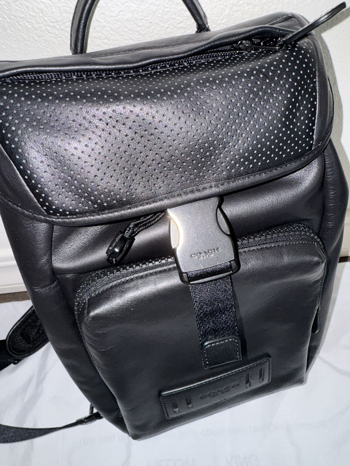 Black Leather COACH Backpack 