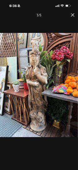 Antique cast stone extremely solid goddess Buddha