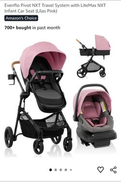 Evenflo Pivot NXT Travel System with LiteMax NXT Infant Car Seat (Lilas Pink)