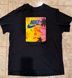 Nike Air "Summer Flight" Graphic Tee - Black - Tropical Sunset Plane Design