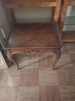 2 antique walnut side tables
