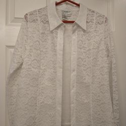 White Lace Over-shirt   Size 10