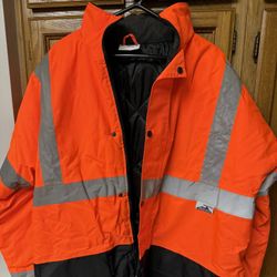 High Visibility Thick Fleece  Hoodie Jacket Orange XL
