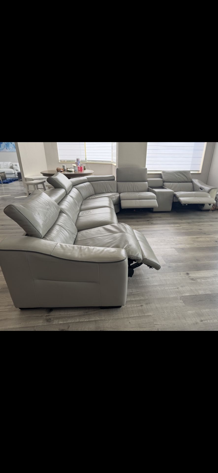 Gray Leather Sectional Sofa