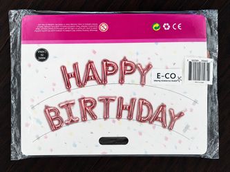 Rose Gold “Happy Birthday” Balloon Banner – New
