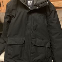 Helly Hanson Black Parka W Hoodie. Size M 