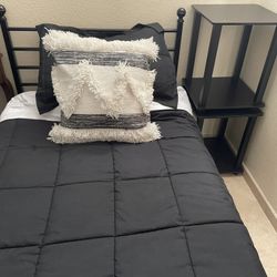 Foldable, Single Bed Frame +Mattress +Sheets, Pillows And Comfortable 