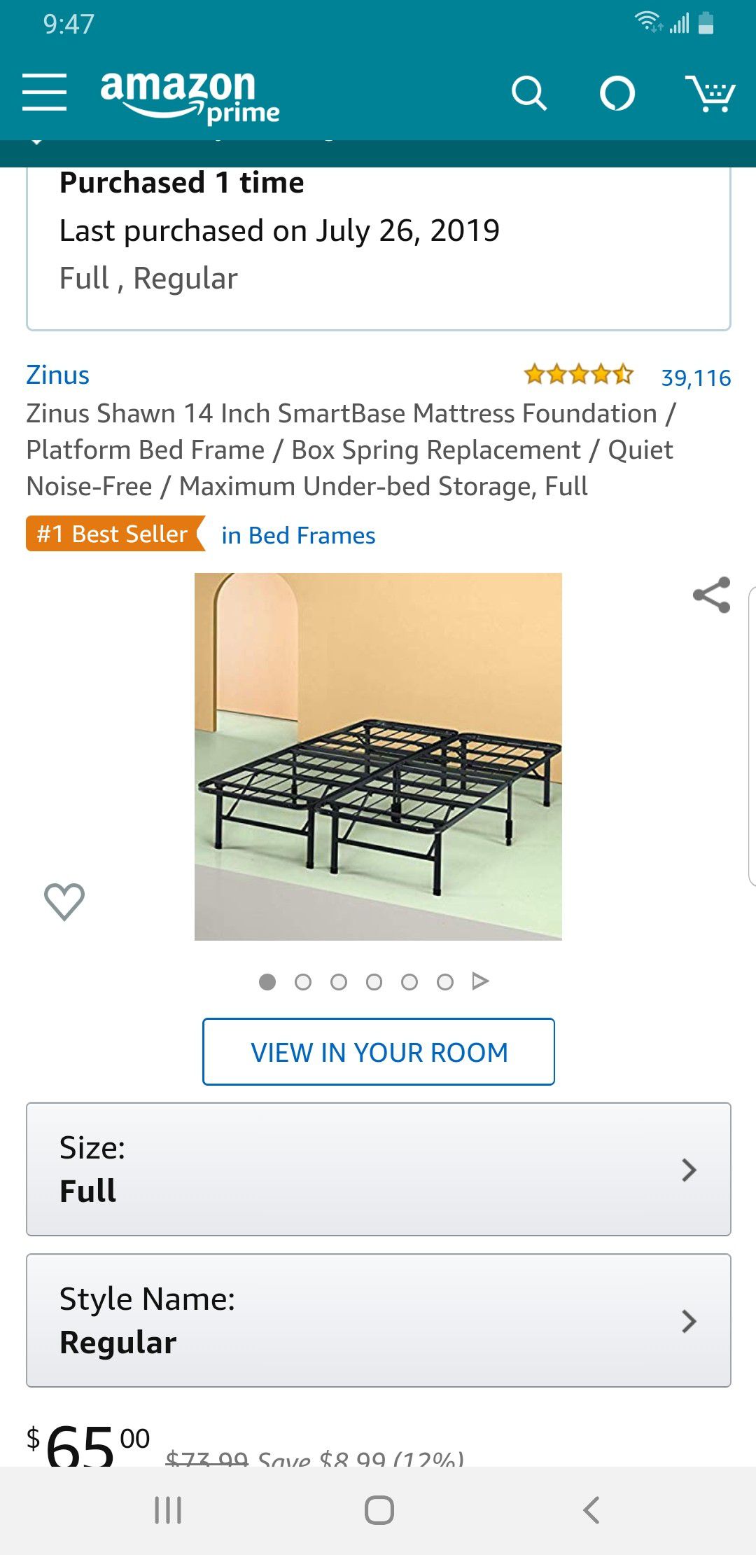 Zinus platform bed (Full)