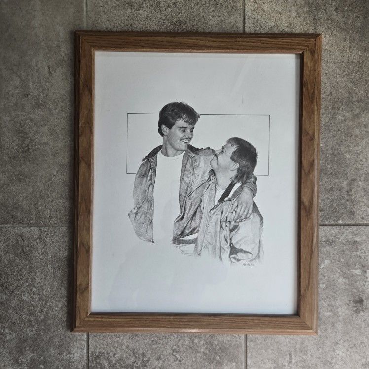 Martha Perske Original Pencil Drawing Framed 18x22 Realism Illustration Art