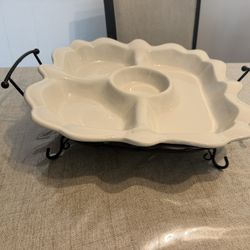 Used a couple times  Been stored most of the time  Celebrating Home Veranda Stoneware Collection Dip Chip Tray