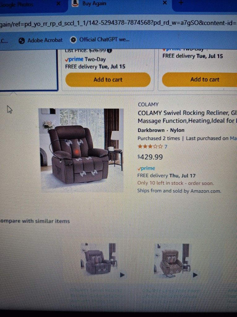 2 Slightly Used Inngreat Condition Recliners.
