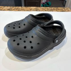 Crocs Mens 8 Womens 10 Black Fleece Lined Clogs Shoes