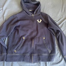 True religion navy zip up 
