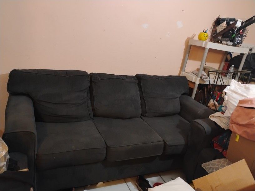 Dark Navy Grey Couch With Matching Love Seat