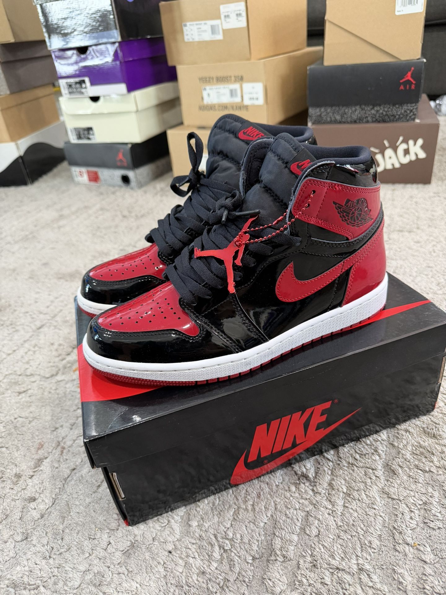 JORDAN PATENT LEATHER BRED 1s SZ 9