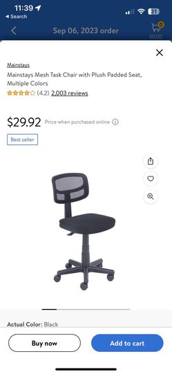 Mainstays Mesh Task Chair with Plush Padded Seat, Multiple Colors