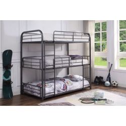 Brand New Gunmetal Grey Triple Twin Bunk Bed