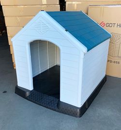 (NEW) $150 Plastic Dog House X-Large Size Pet Indoor Outdoor All Weather Shelter Cage Kennel 42x42x45”