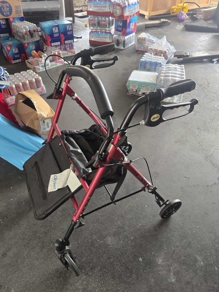 Adjustable Height Rollator Rolling Walker with 6 in. Wheels, Red Drive Medical
