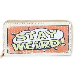 STAY WEIRD PRINT / VINYL CLUTCH WALLET / ZIPPER / COIN POCKET / CASH POCKET / CREDIT CARD POCKET / ONE SIZE / 7 1/2 INCH WIDE / 4 INCH TALL / NICKEL A