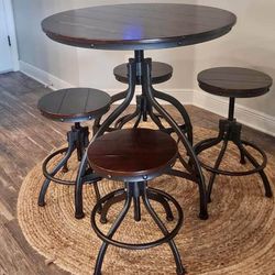Ashley Furniture Counter Height Table & 4 Bar Stools