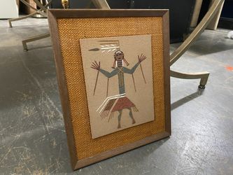 Traditional Framed Navajo Man Sand Art